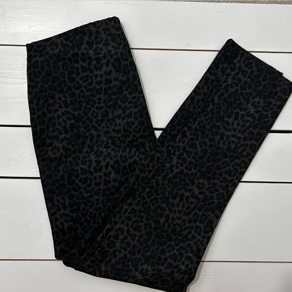 Jules & Leopold Black Leopard Print Skinny Leg Dress Pants